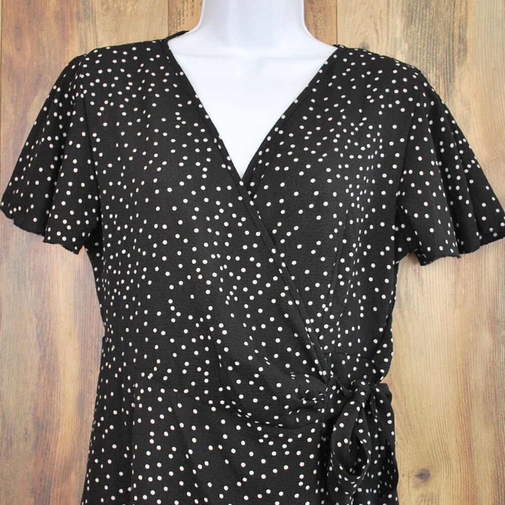 Women's Super Cute Flowey Polk a dot Black White Dress S - Picture 2 of 7